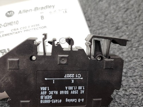 2x New Allen Bradley 1492-GH010 Supplementary Protector Ser B 1A Circuit Breaker