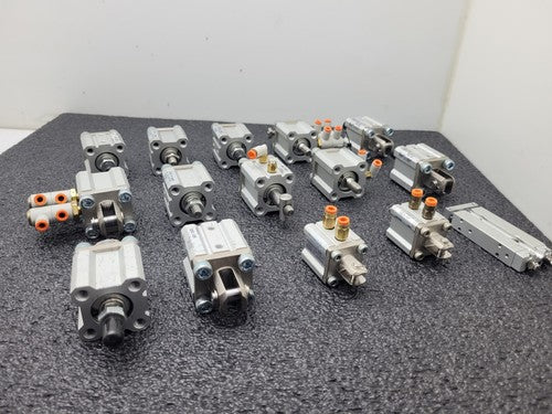 Lot of 15 SMC CQ2D20-15DM-W / CQ2D2015DMW Push Pull Pnuematic Compact Cylinder