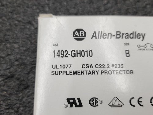 2x New Allen Bradley 1492-GH010 Supplementary Protector Ser B 1A Circuit Breaker