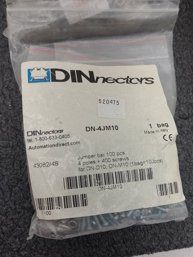 DINnectors DN-4JM10 Jumper Bar Kit 4 Pole for DN-D10 DN-M10 Terminal Blocks