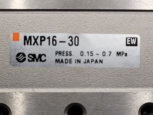 SMC MXP16-30 100PSI Linear Slide Guide Cylinder w/ D-M9N Sensors, Stops