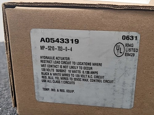 Schneider Invensys MP-5210-703-0-4 Hydraulic Actuator A0543319 120V MP521070304