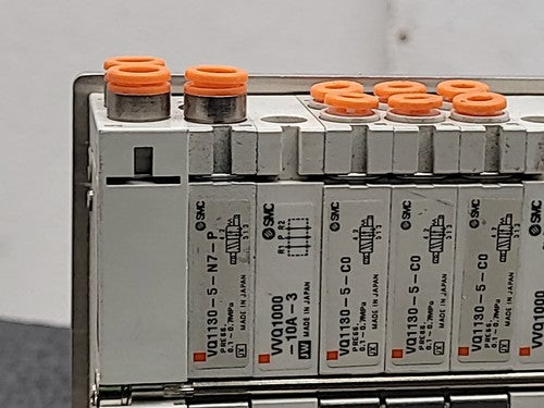 SMC Solenoid 9 Valve Manifold VQ1130-5 C0 / VVQ1000-10A-3 Pneumatic Assembly