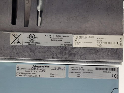 Johnson Controls VSD AC Drive SVX002A1 SVX9000 3HP 3PH 220-240 0-500Hz 11A