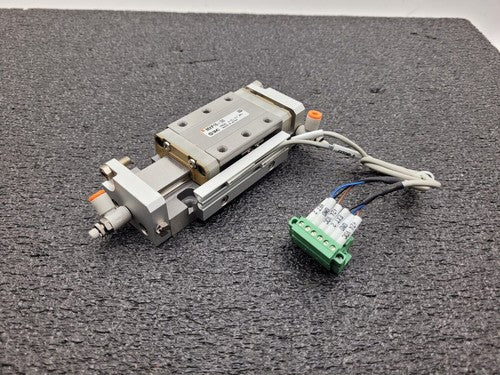 SMC MXP16-30 100PSI Linear Slide Guide Cylinder w/ D-M9N Sensors, Stops