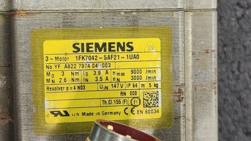 Siemens 1FK7042-5AF21-1UA0 Brushless AC Servo Motor SIMOTICS S 0.82kw