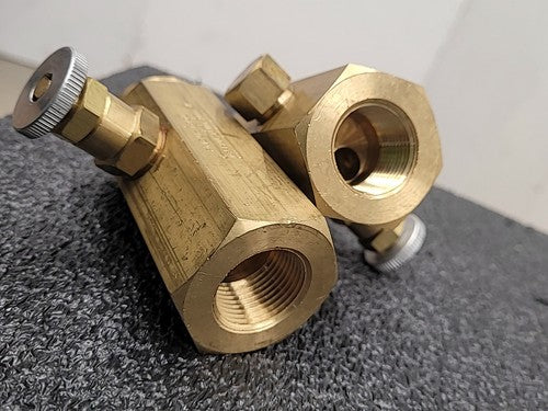 Pneu-Trol Deltrol F-35B Brass Flow Control Needle Valve Fluid Regulator Lot of 2