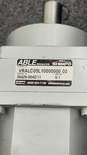 Shimpo Nidec Able Reducer VRALC05L 5:1 Ratio w/ Adapter 16mm Output 19mm Input