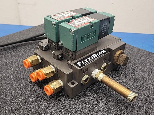 Numatics 228-703B Solenoid 2 Valve Manifold Pneumatic Air Control 120VAC
