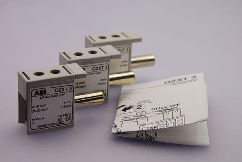 3x ABB 1SCA022639R0720 OZXT3 Terminal Set Clamps Breaker Expander 1 to 2 1/0 AWG