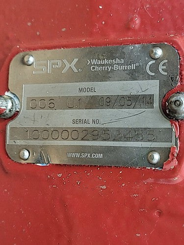 Waukesha Cherry Burrell SPX 006 U1 Rotary Positive Displacement Lobe Pump PDP A8