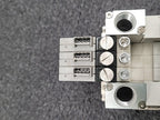 SMC ZZQ-ZB2B Vacuum Ejector Manifold with 3x ZQ Series Modules Rail Mount