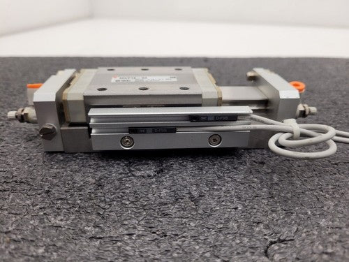 SMC MXP16-30 100PSI Linear Slide Guide Cylinder w/ D-F9B Sensors, Stops Unit C