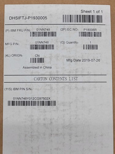 IBM Lenovo 01NN748 Fan Controller Module Server Cooling System x3650 M5