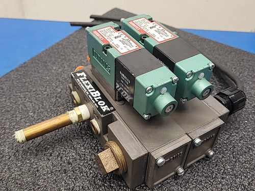 Numatics 228-703B Solenoid 2 Valve Manifold Pneumatic Air Control 120VAC