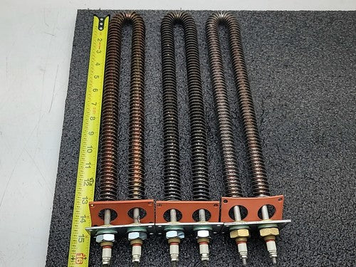 3x Industrial Tubular Finned U Type Air Heating Elements Ceramic Insulators 15"