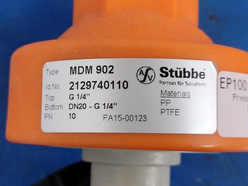 Lot of 5x Stubbe Wika MDM 902 G 1/4" DN20 PP PTFE Pressure Guage 837-1