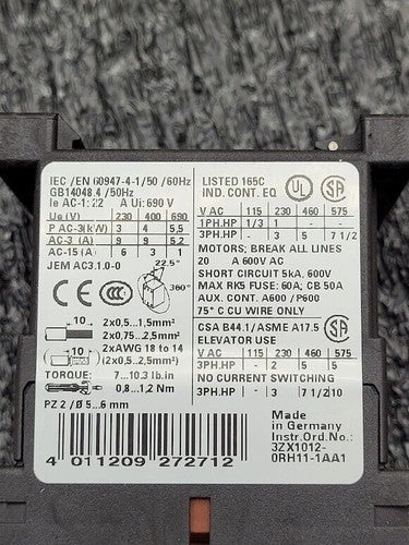 Siemens Contactor 3RT1016-1BB42 G/140219 *E05* 3RT1916-1DGOO Diode 24VDC Coil