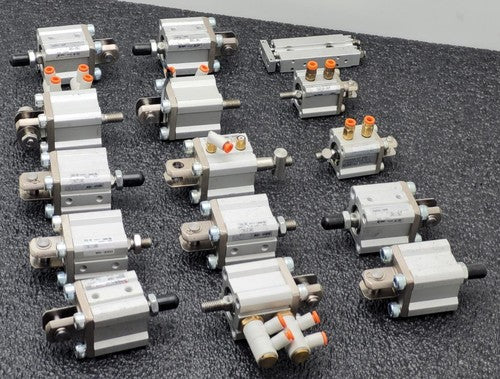 Lot of 15 SMC CQ2D20-15DM-W / CQ2D2015DMW Push Pull Pnuematic Compact Cylinder