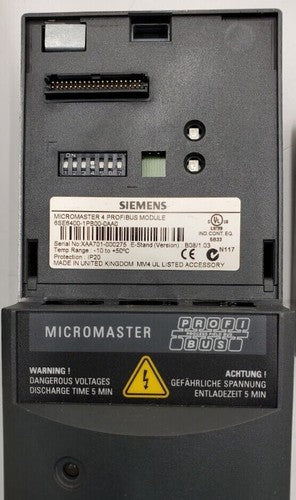SIEMENS Micromaster 420 6SE6420-2UC21-5BA1 Inverter Drive 1.5 kW 240V ProfiBus
