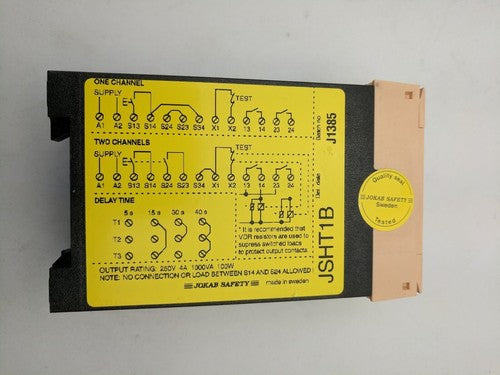 Jokab Safety JSHT1B Time Monitoring Delay Relay one two channel  24VDC DIN RAIL