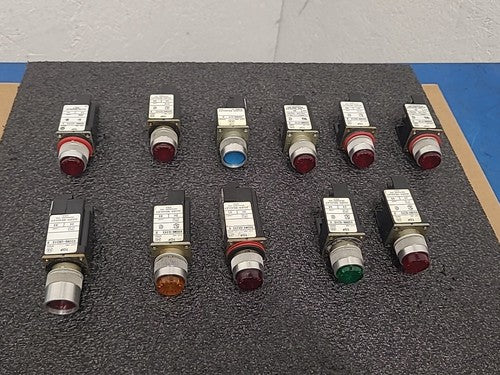 Allen Bradley 800MR Pilot Light Indicator Lot Various Colors Red Green Blue