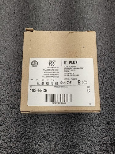 Allen Bradley 193-EECB E1 Plus Overload Relay Ser C Adjustable Current 1.0-5.0A
