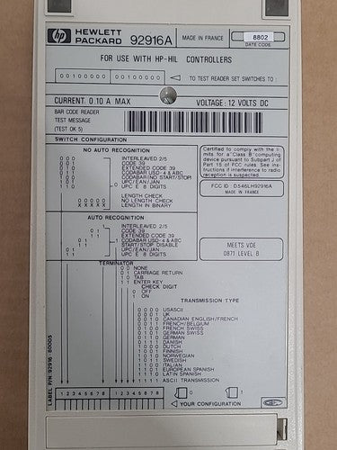 HP Hewlett Packard 92916A Barcode Wand Scanner Data Decoder Station HP-HIL