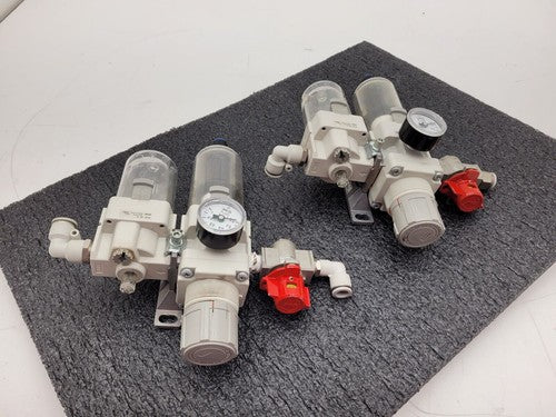 Lot of 2x SMC Filter Regulator Shutoff Vent Valve VHS30-03 AW40-03DG-A AL40-03-A