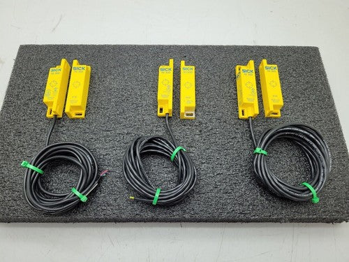 Lot of 3 Sick RE300-DA03P Safety Switch Non Contact w/Actuator 5' Cable 6025080