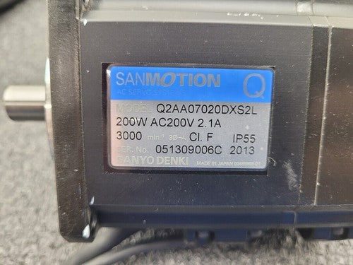 Sanyo Denki AC Servo Motor Q2AA07020DXS2L w/ Servo Drive RS2A01A8AA0046B2PL1