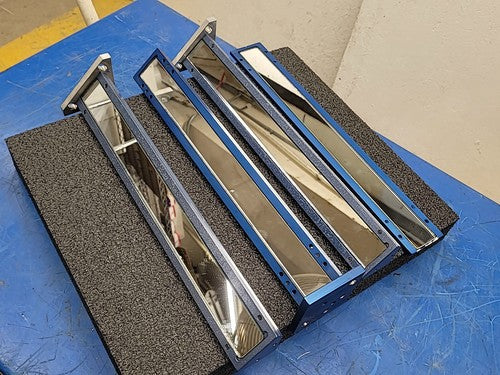 16"x1.75" Blue Anodized Aluminum Light Curtain 90 degree Mirror set of 3 Frames