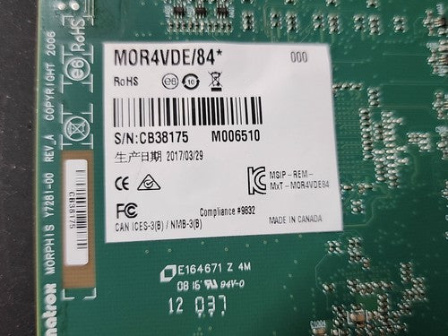Matrox MOR4VDE/84 Morphis Y7281-00 PCIe Analog Video Capture Frame Grabber Card