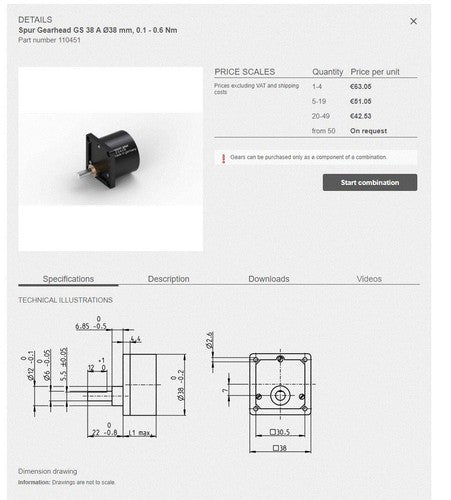 Maxon DC Gearmotor 248742 24VDC 15W 6:1 Gearhead 6000RPM 6mm Output Shaft