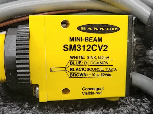 Banner SM312CV2 Mini-Beam Photoelectric Sensor Convergent Red Light Beam 26159