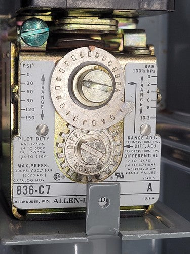 Allen Bradley 836-C7J Pressure Control Switch Bulletin 836 Series B Adjustable