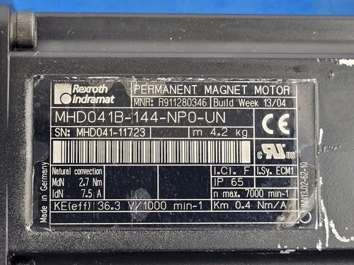 Rexroth Indramat MKD041B-144-NP0-UN Permanent Magnet Servo Motor 7000RPM