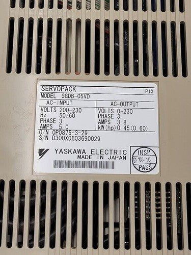 Yaskawa ServoPack Servo Motor Drive SGDB-05VD 1/2HP SCM Tech 80