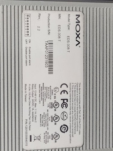 MOXA 8-port Industrial Ethernet Switch EtherDevice EDS-308-T 12-48 VDC Input DIN
