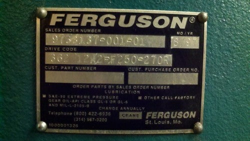 Camco Ferguson 362 12/2-F250-270R 6 Index Positions Rotary Indexing Table 13"