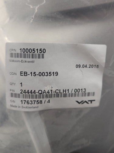 VAT 24444-QA41-CLH1/0013 Vacuum Angle Valve Pneumatic A-1763758 Switzerland