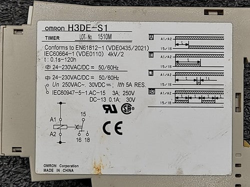 Omron H3DE-S1 Timer Relay Multi Function Time Delay 24-230VAC/DC SPDT Lot of 2