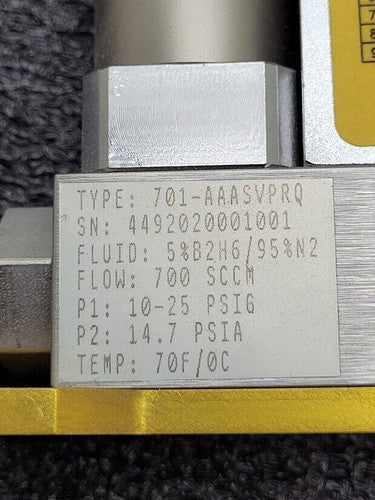 Parker Porter Digital Mass Flow Controller 701-AAASVPRQ 5%B2H6 / 95%N2 700SCCM