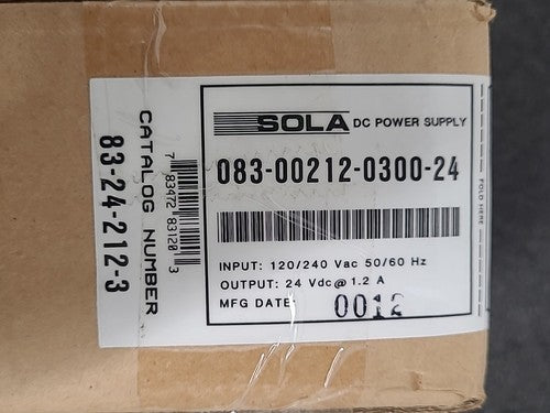 Sola DC Power Supply 83-24-212-3 083-00212-0300-24 Input 120/240VAC Output 24VDC