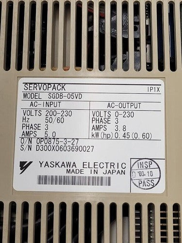 Yaskawa ServoPack Servo Motor Drive SGDB-05VD 1/2HP w/ JUSP-OP03A SCM Tech 80