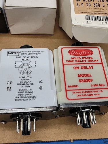 12x Dayton 5X830F Solid State Time Delay Relay On-Delay Timer with Socket Mounts
