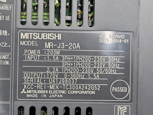 Mitsubishi 200W Servo Adjustable Width Control System HF-KP23 + MR-J3-20A Unit B