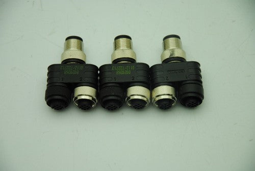 ESCHA 8020268, T Junction Connectors, 5-Pin M w/ 2 5-Pin Female, Lot of 3