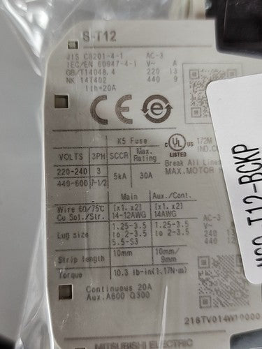 Mitsubishi Mazak MSO-T12BCKP Magnetic Starter 11A 200V D01MA061880