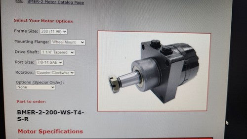 Dynamic Fluid Components BMER-2-200-WS-T4-S-R Hydraulic Wheel Motor 11.96 cu in